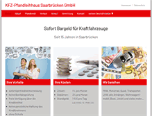 Tablet Screenshot of kfz-pfandleihhaus-sb.de
